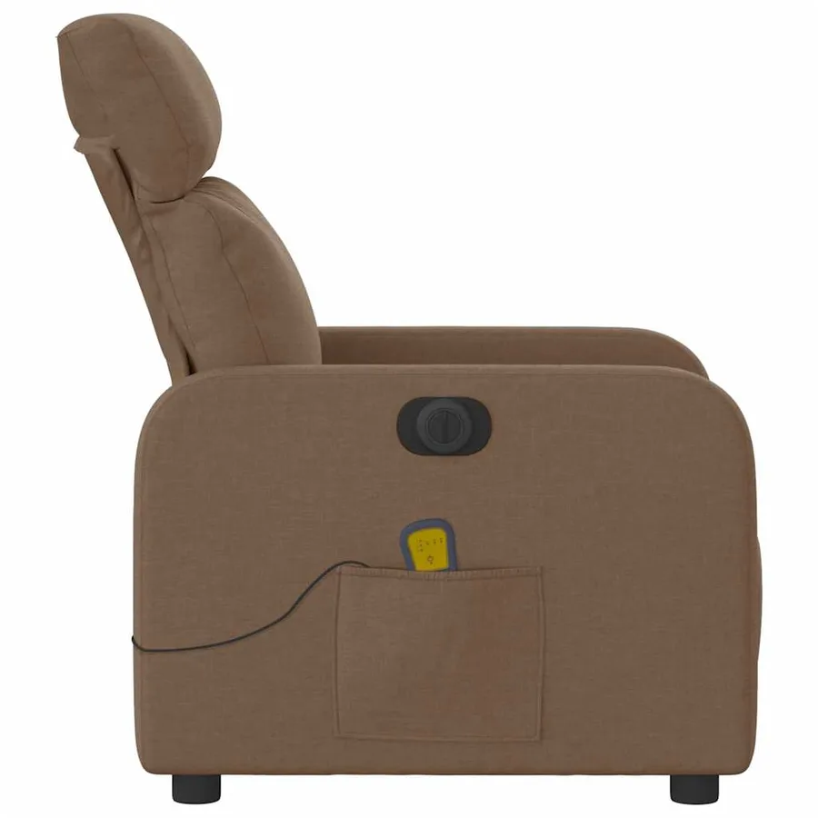 Fauteuil inclinable de massage électrique marron tissu - 10