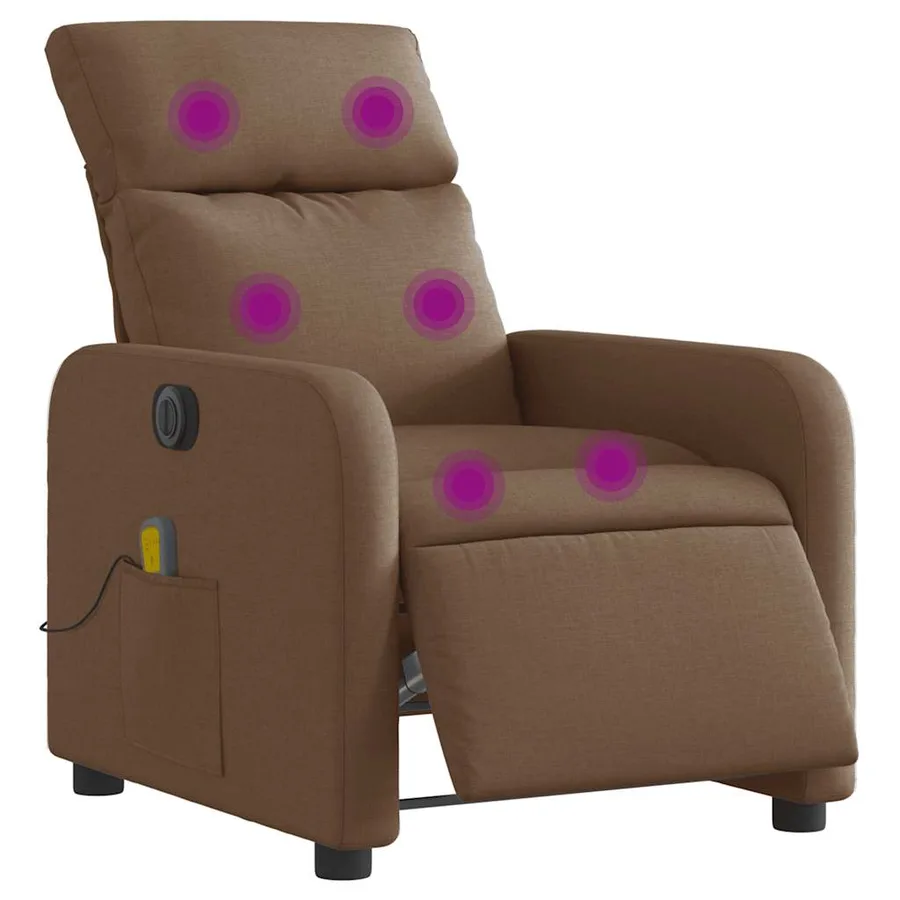Fauteuil inclinable de massage électrique marron tissu - 3