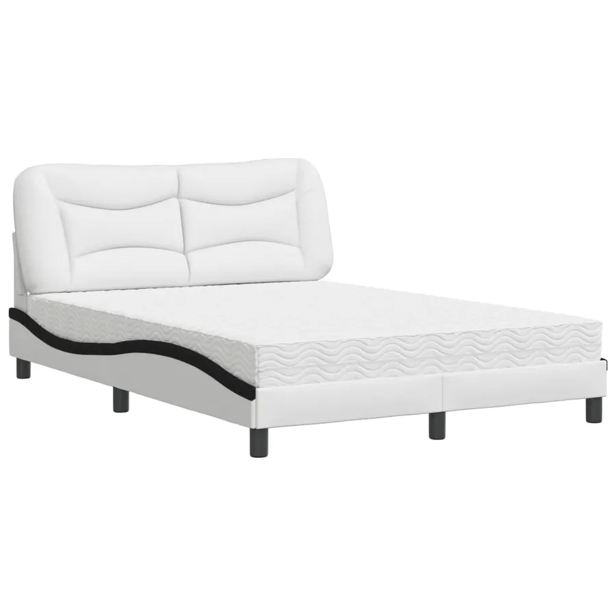 Lit avec matelas Hvar blanc et noir 120x200 cm similicuir - 2