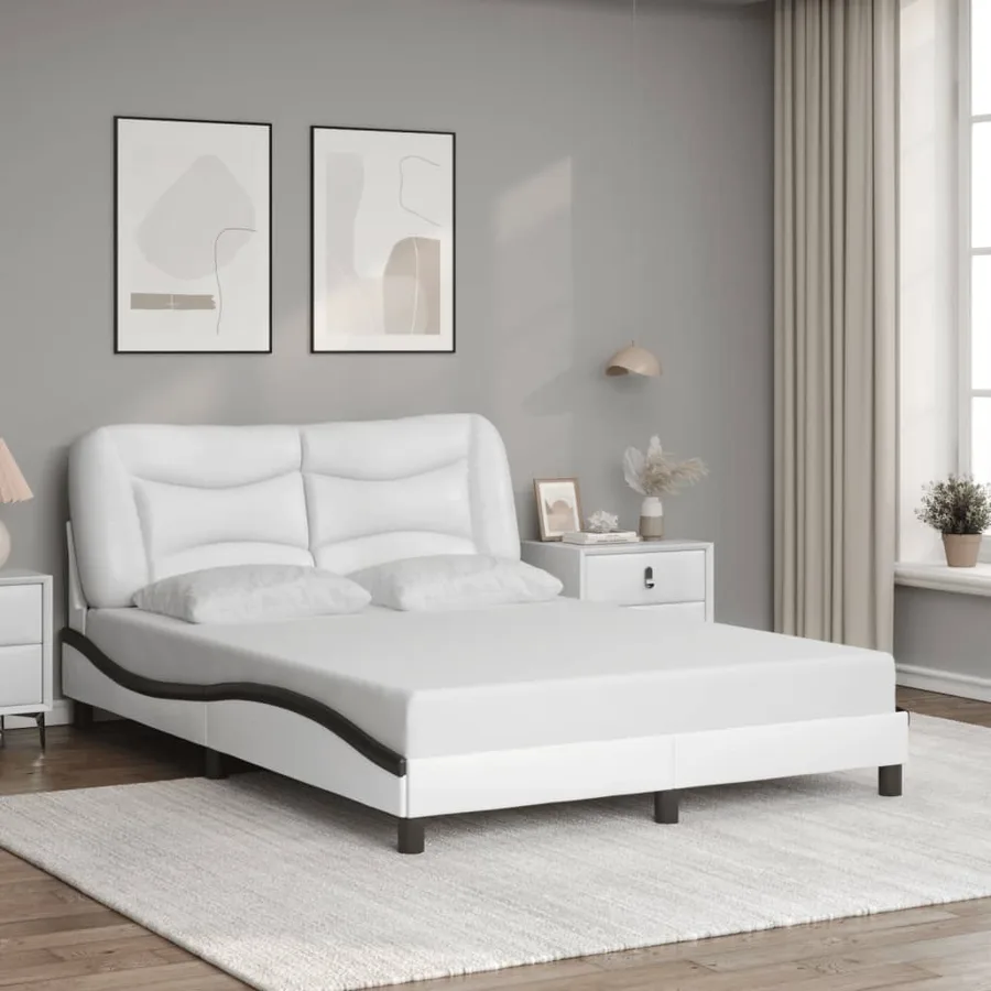 Cadre de lit avec LED sans matelas Hvar blanc et noir 120x200 cm - 4