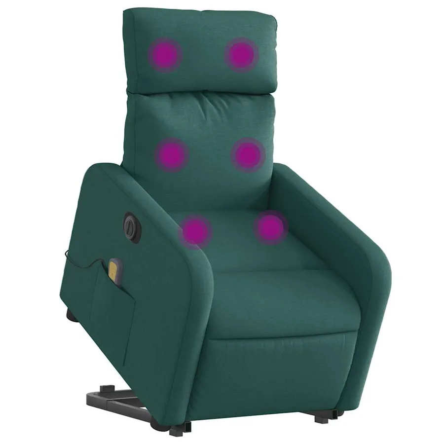 Fauteuil inclinable de massage électrique Vert foncé Tissu - 3