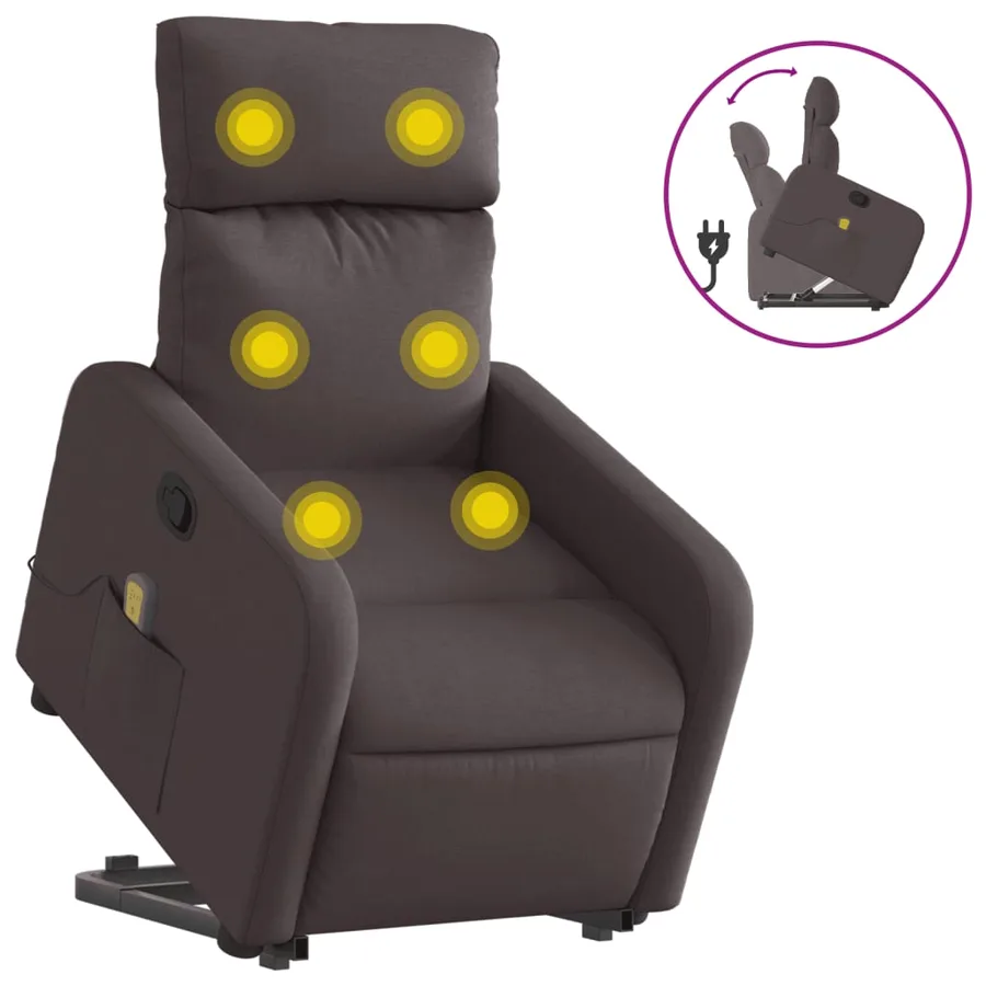 Fauteuil inclinable de massage Marron foncé Tissu - 2