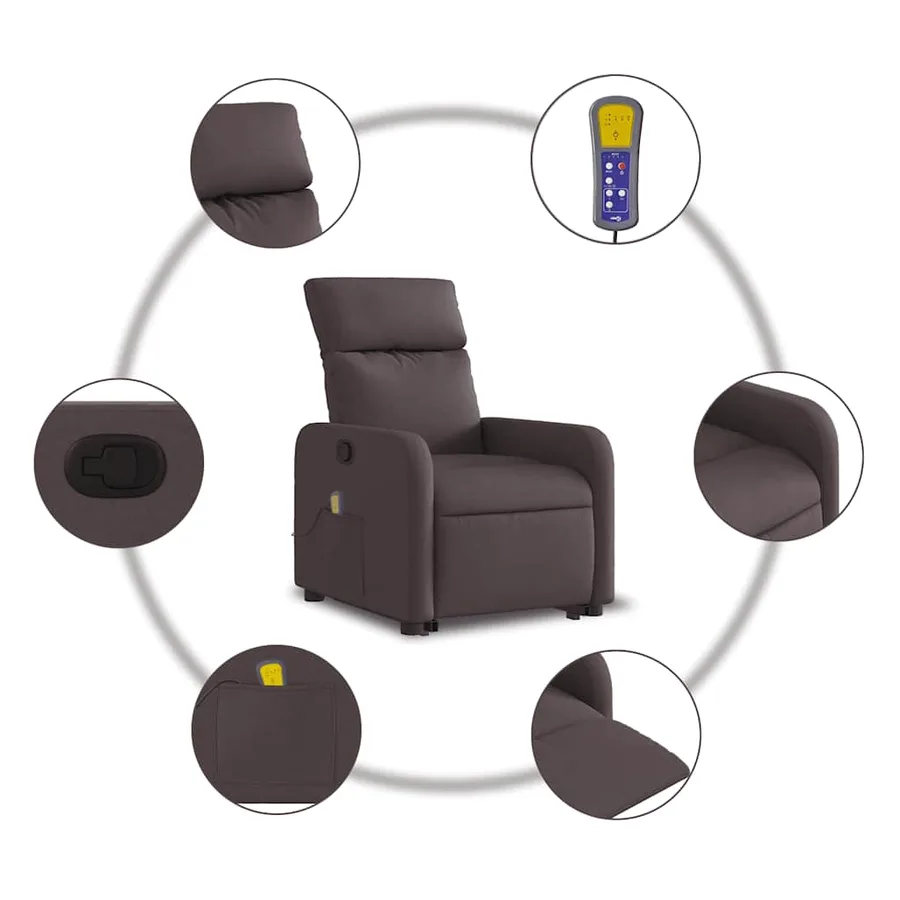 Fauteuil inclinable de massage Marron foncé Tissu - 8