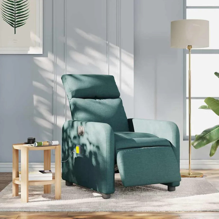 Fauteuil de massage inclinable électrique Vert foncé Tissu - 15