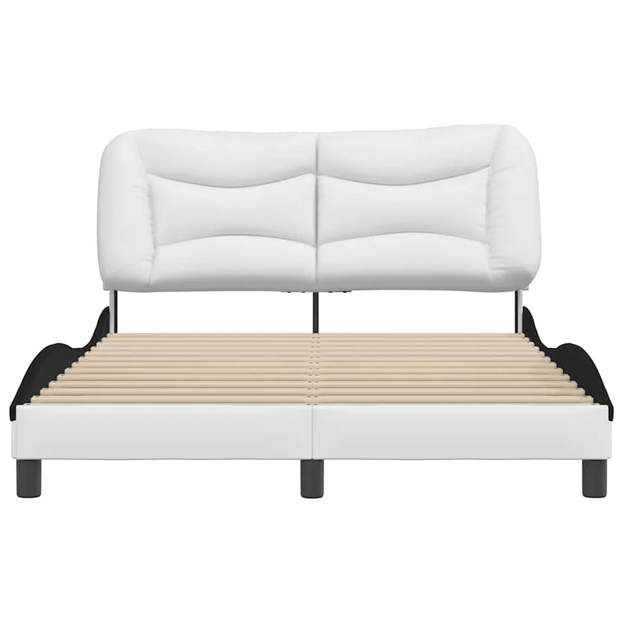 Cadre de lit sans matelas Hvar blanc et noir 120x200 cm similicuir - 4