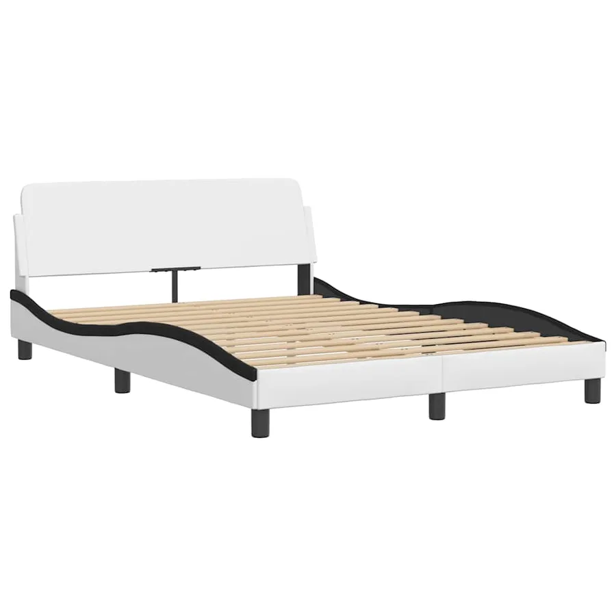 Cadre de lit sans matelas Hvar blanc et noir 120x200 cm similicuir - 5