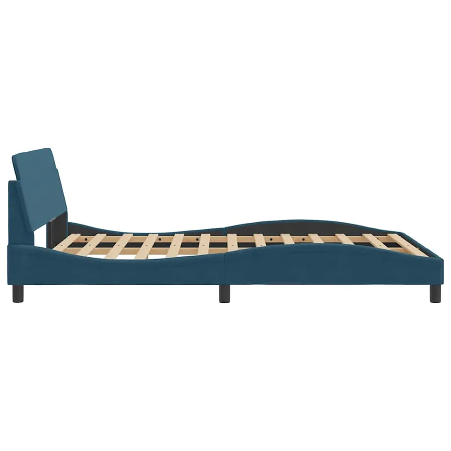Cadre de lit avec tête de lit Dover bleu 120x200cm velours - 5