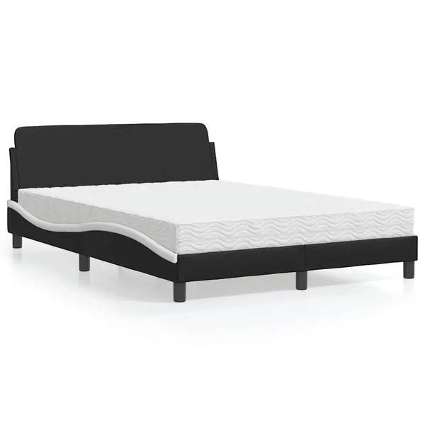 Lit avec matelas Dover noir et blanc 120x200 cm similicuir