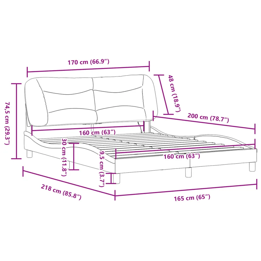 Cadre de lit avec LED sans matelas Hvar blanc et noir 160x200 cm - 17