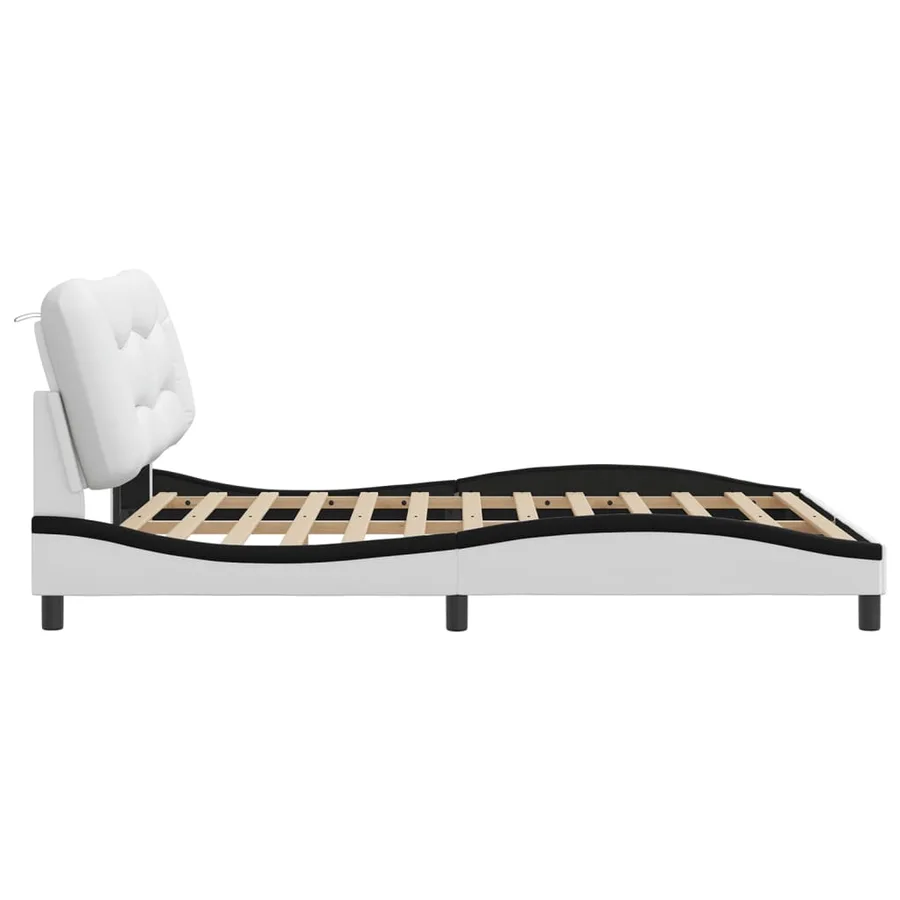Cadre de lit avec LED sans matelas Hvar blanc et noir 160x200 cm - 8