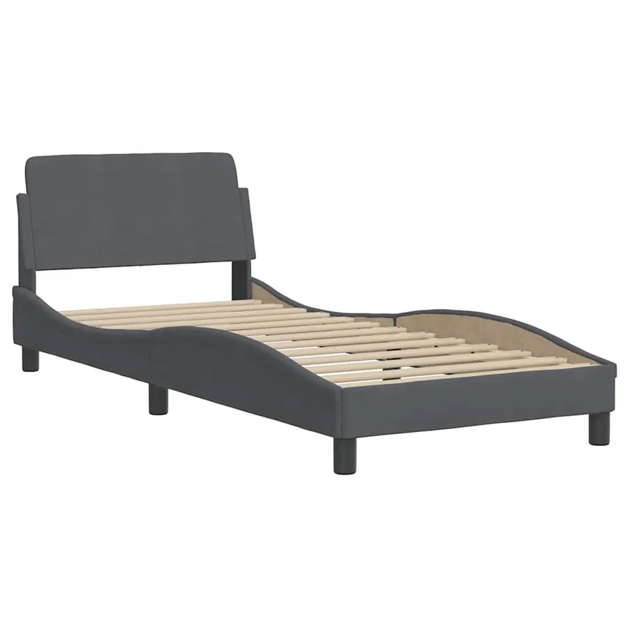 Cadre de lit Dover gris foncé 90x190 cm velours - 3