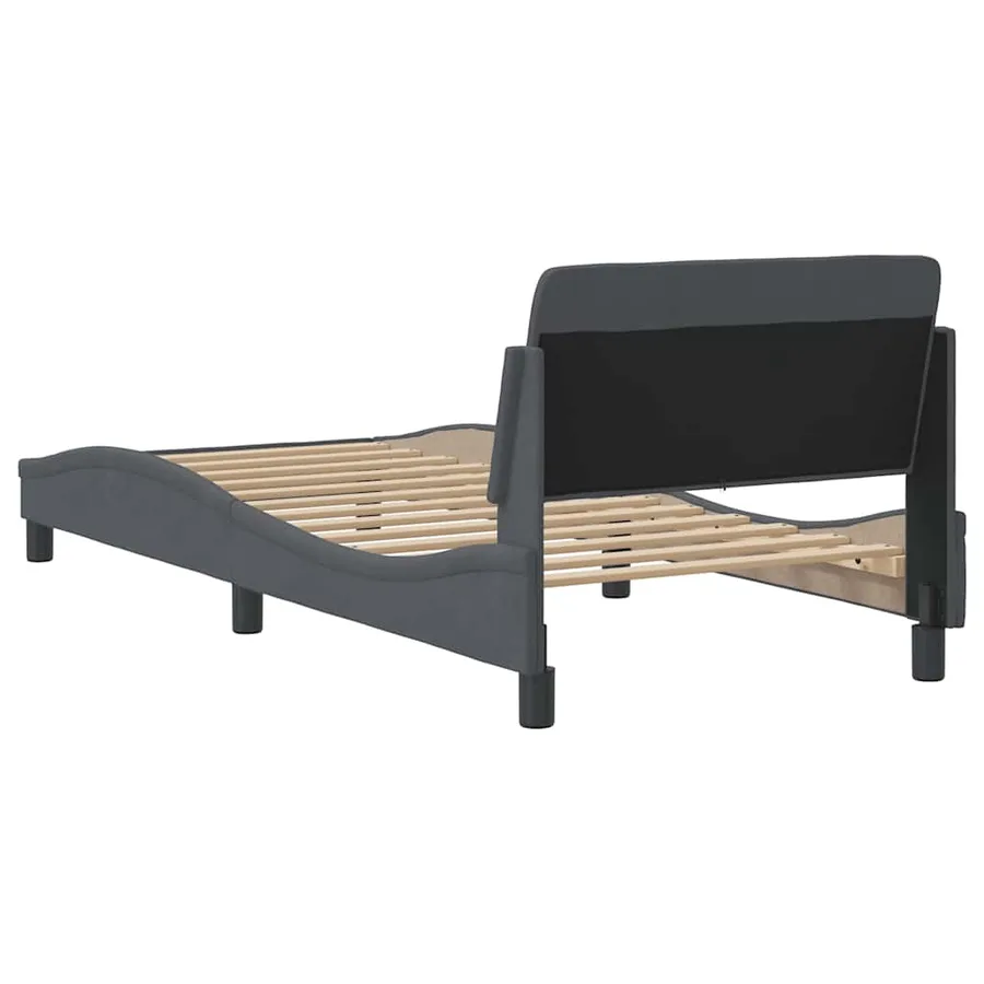 Cadre de lit Dover gris foncé 90x190 cm velours - 6