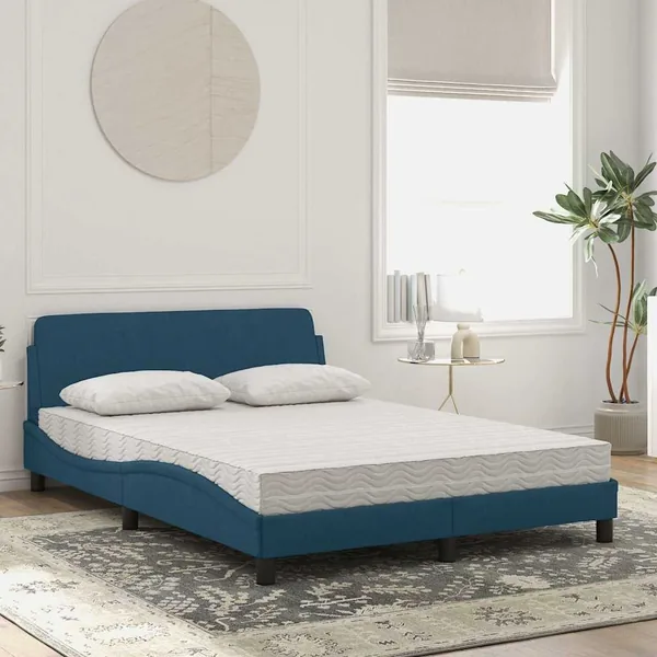 Lit avec matelas Dover bleu 120x200 cm velours
