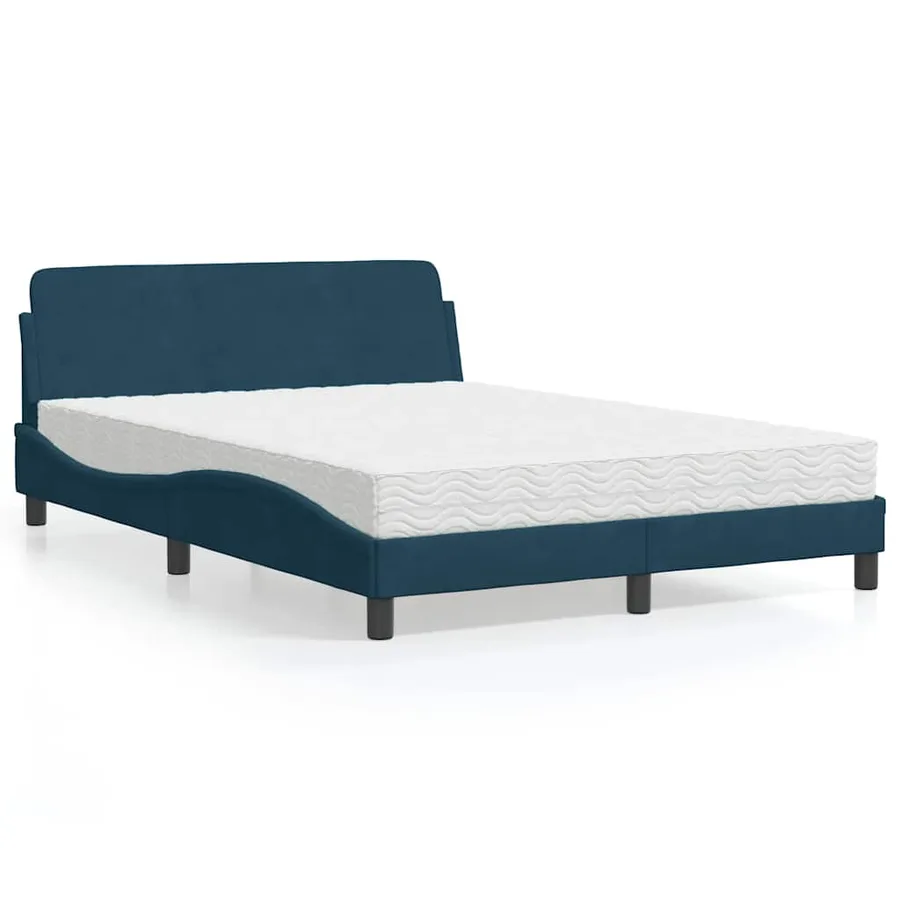 Lit avec matelas Dover bleu 120x200 cm velours - 2
