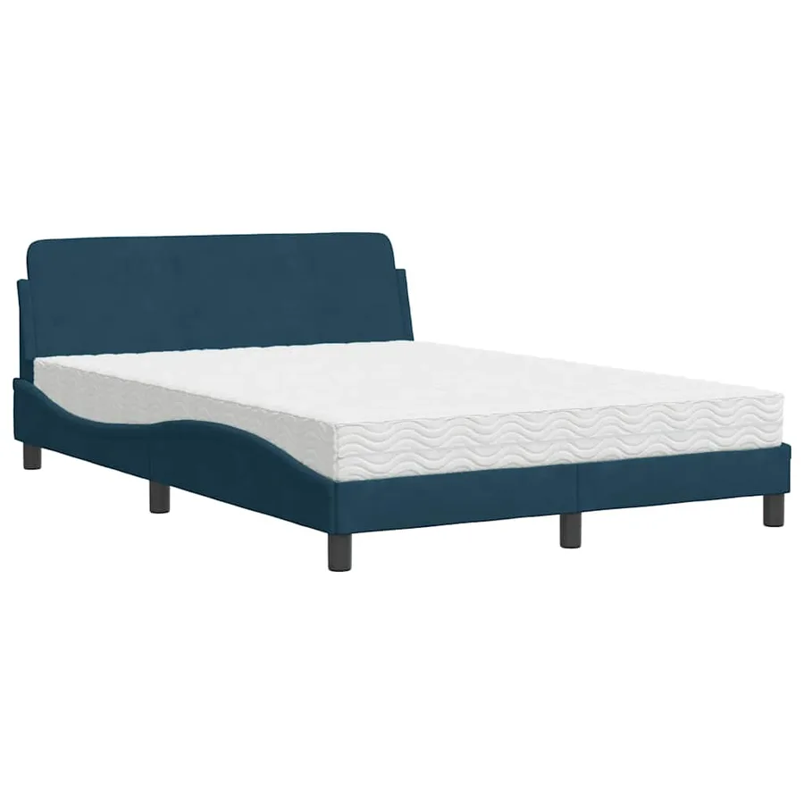 Lit avec matelas Dover bleu 120x200 cm velours - 3
