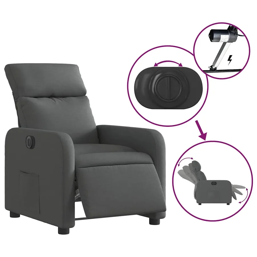 Fauteuil inclinable électrique Gris foncé Tissu - 6