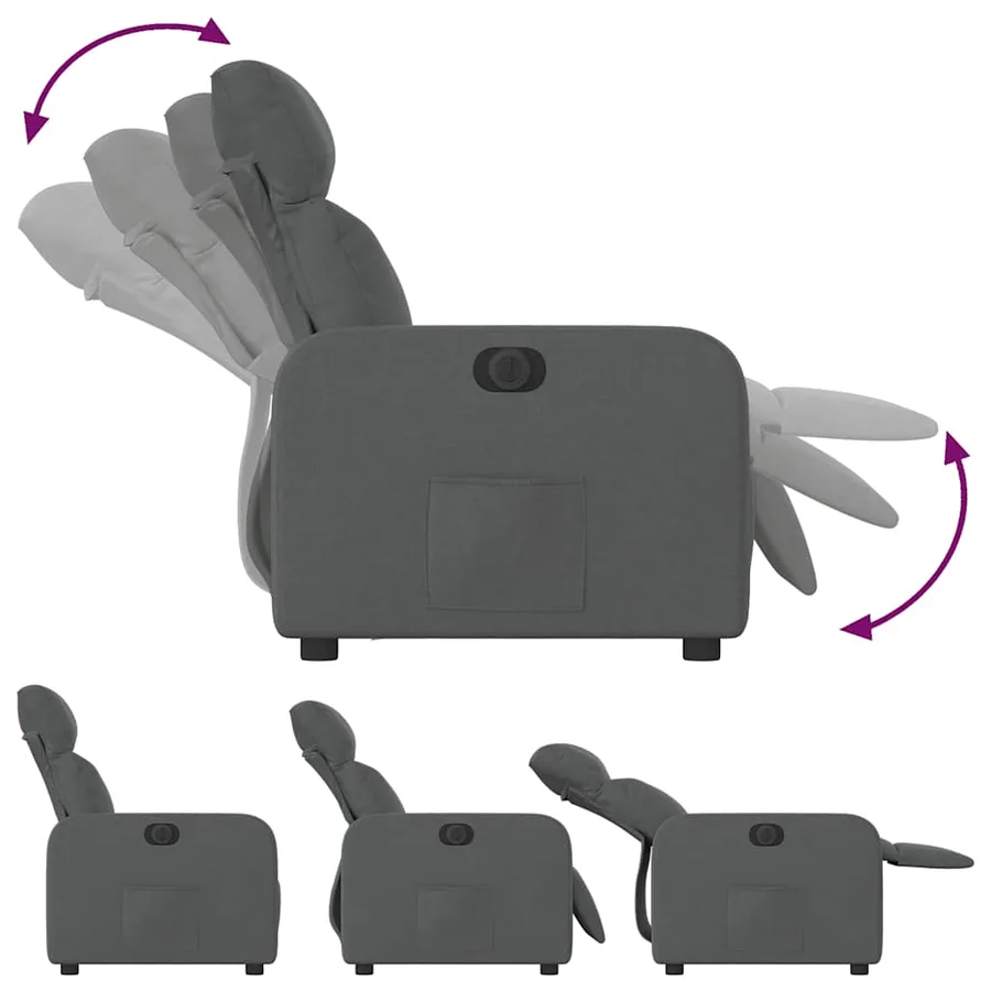 Fauteuil inclinable électrique Gris foncé Tissu - 7