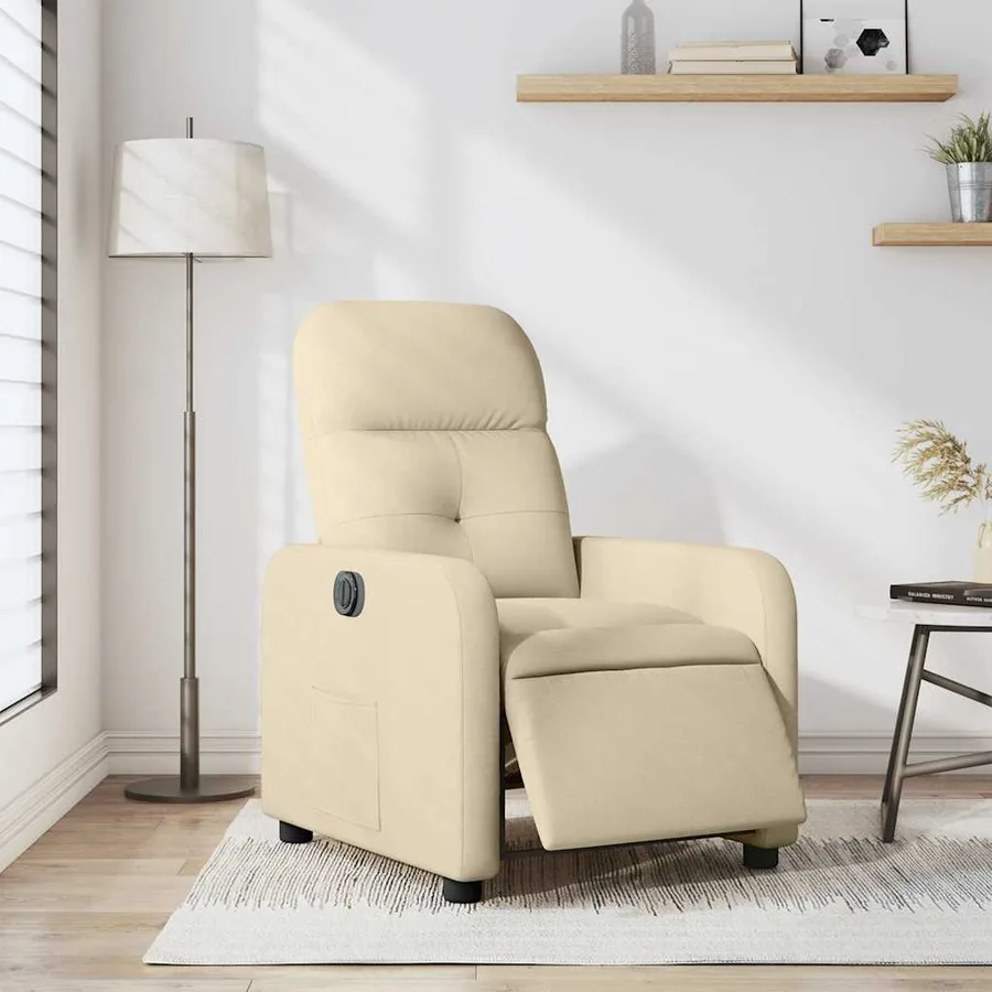 Fauteuil inclinable électrique Crème Tissu - 16