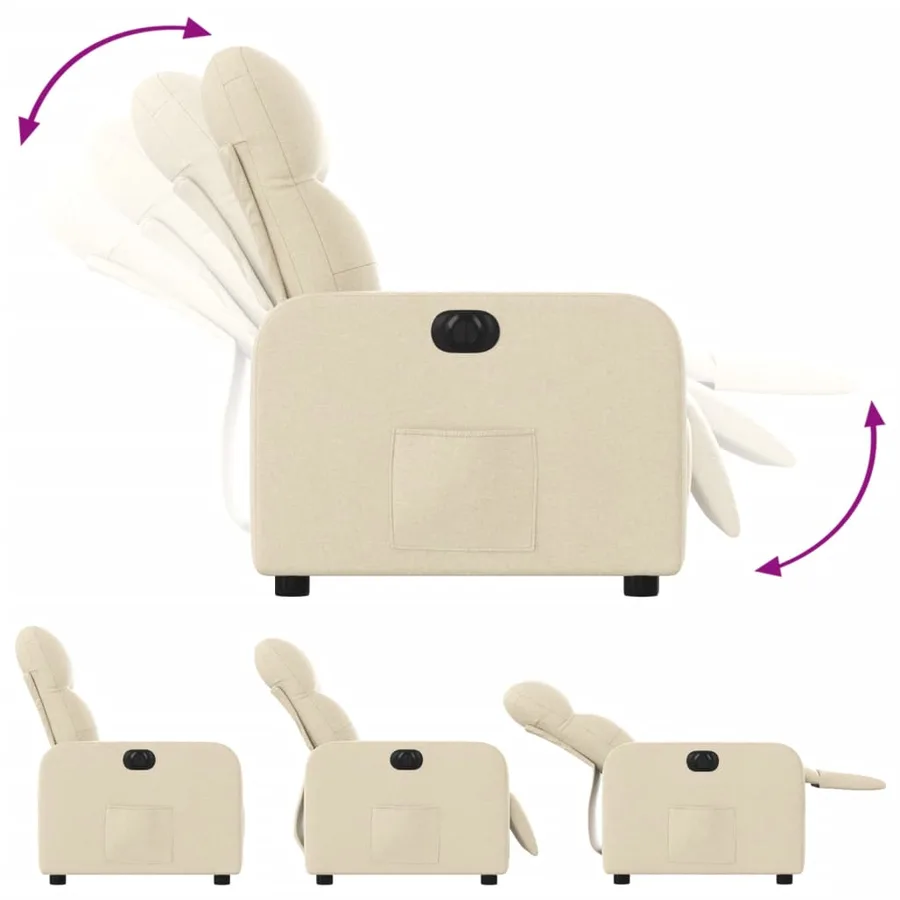 Fauteuil inclinable électrique Crème Tissu - 6