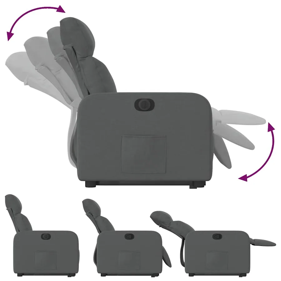 Fauteuil inclinable électrique gris foncé tissu - 7