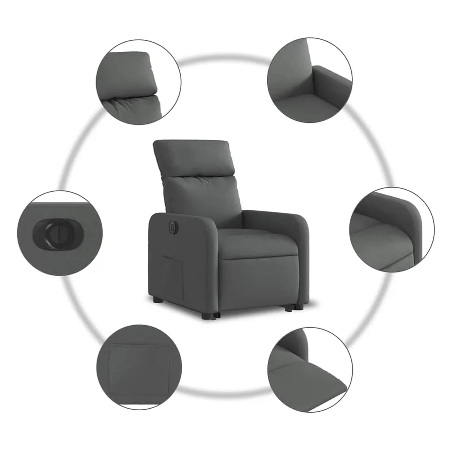 Fauteuil inclinable électrique gris foncé tissu - 8