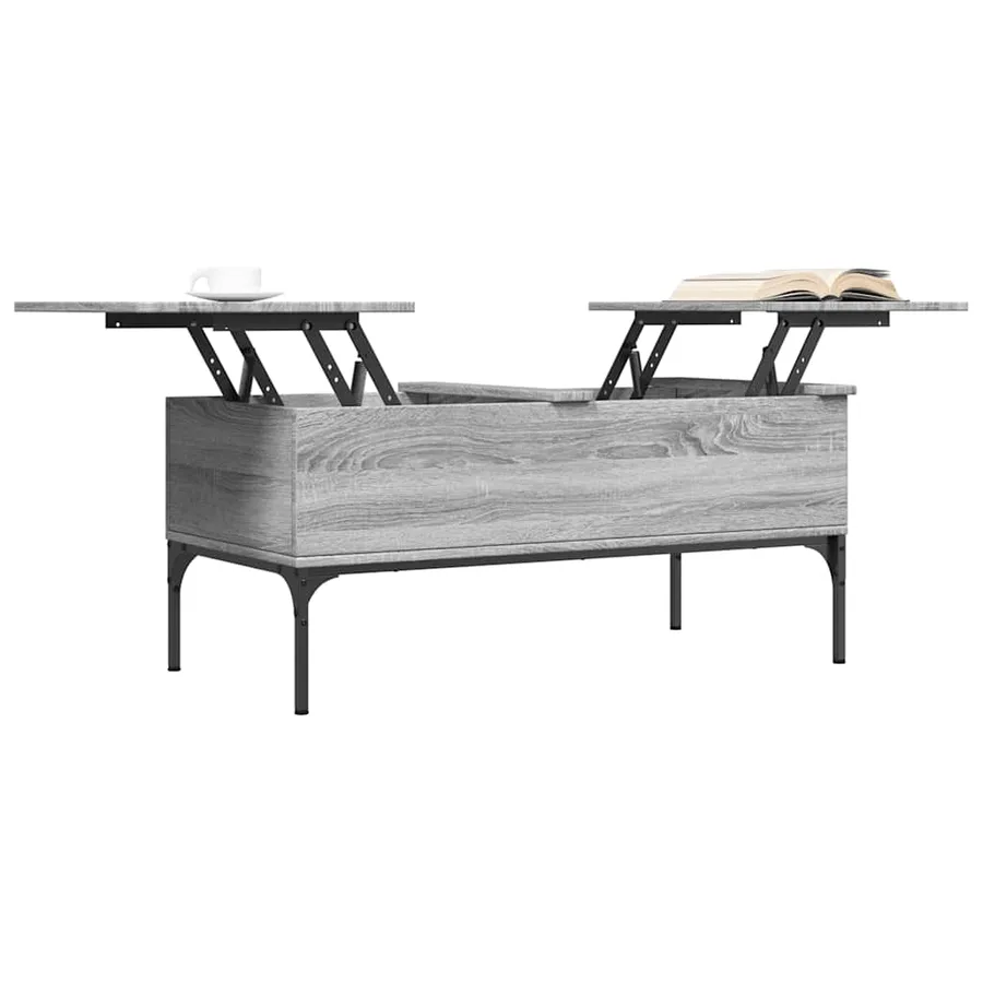 Table basse sonoma gris 100x50x45 cm bois d'ingénierie et métal - 4