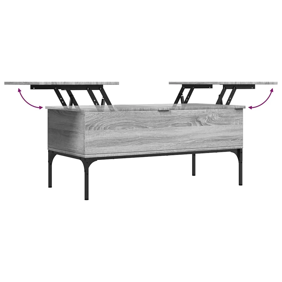 Table basse sonoma gris 100x50x45 cm bois d'ingénierie et métal - 8