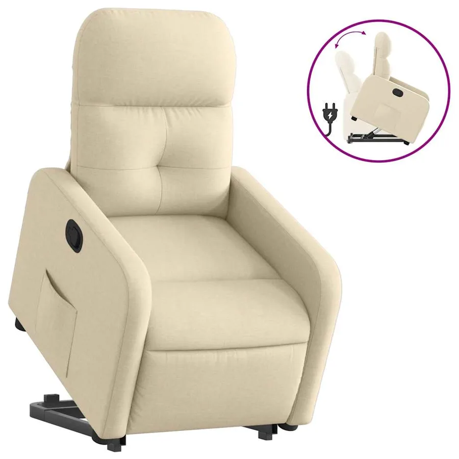 Fauteuil inclinable Crème Tissu - 2