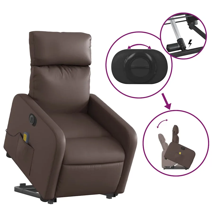 Fauteuil inclinable de massage électrique marron similicuir - 11