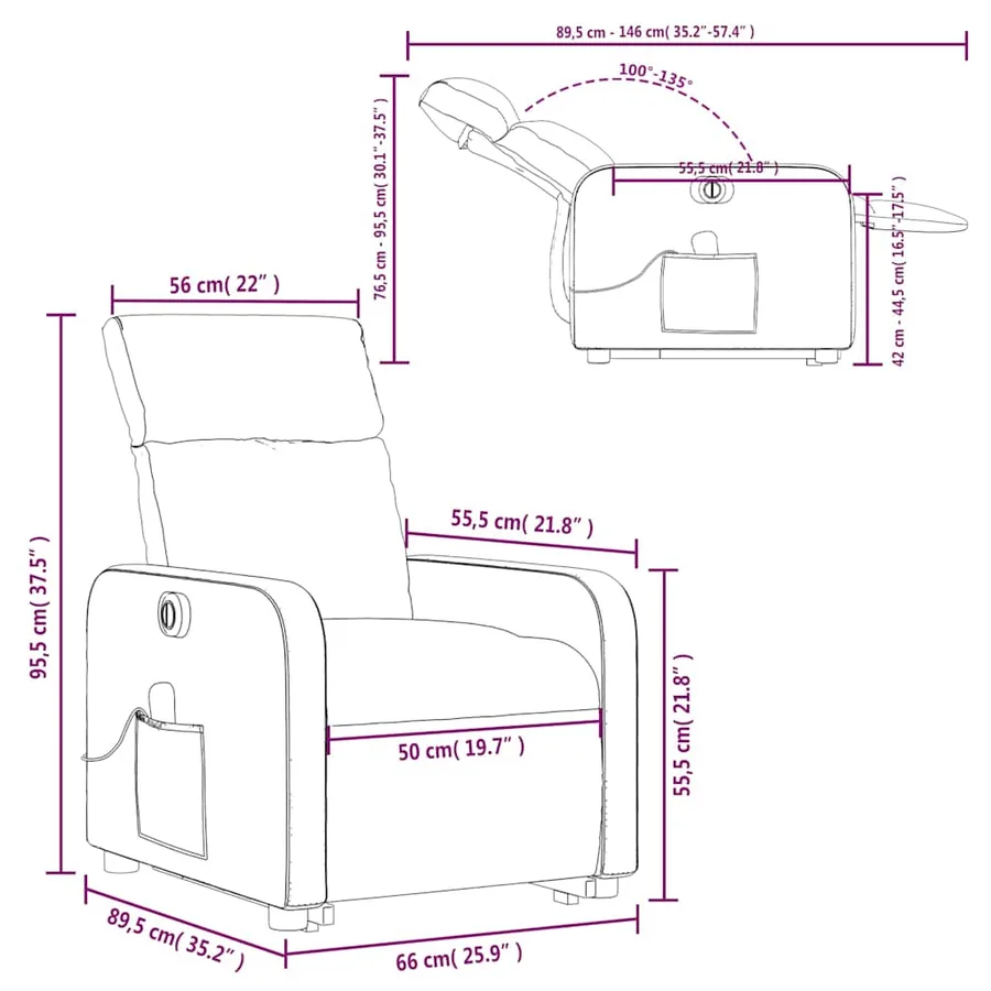 Fauteuil inclinable de massage électrique marron similicuir - 17