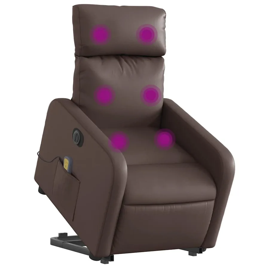 Fauteuil inclinable de massage électrique marron similicuir - 3