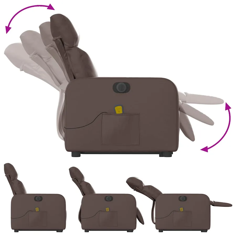 Fauteuil inclinable de massage électrique marron similicuir - 7