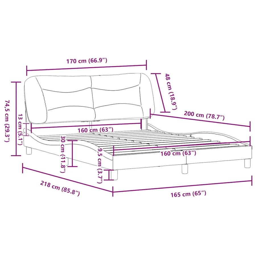 Cadre de lit sans matelas Hvar blanc 160x200 cm similicuir - 12