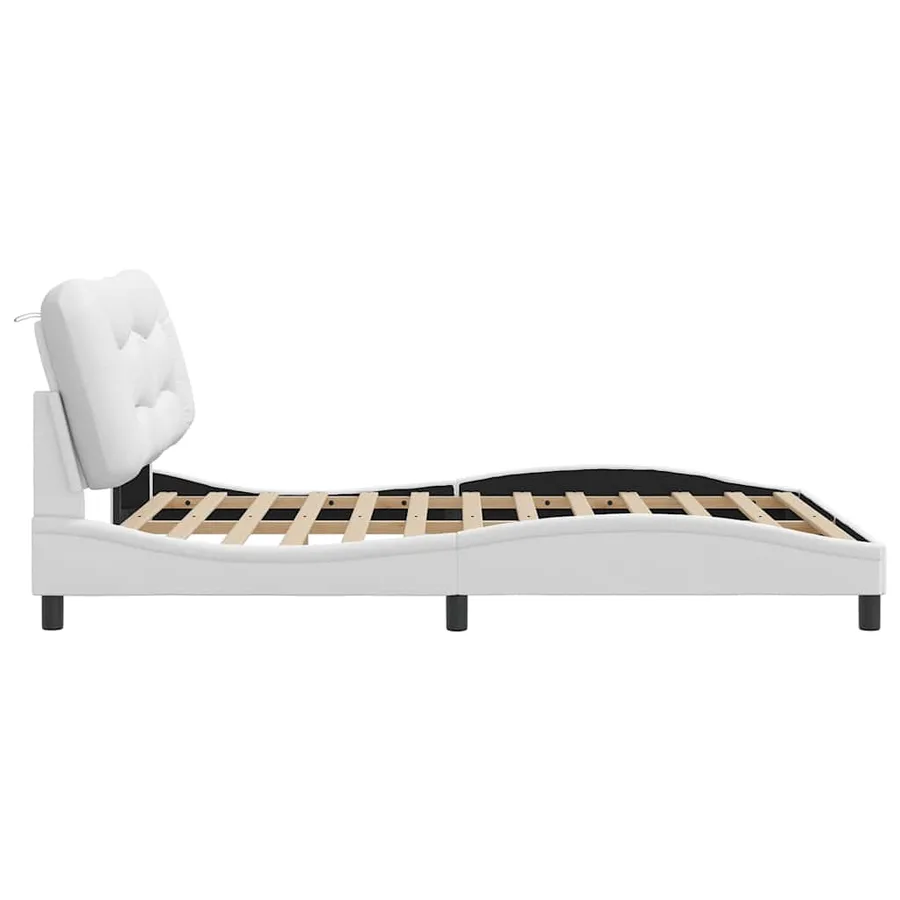 Cadre de lit sans matelas Hvar blanc 160x200 cm similicuir - 7