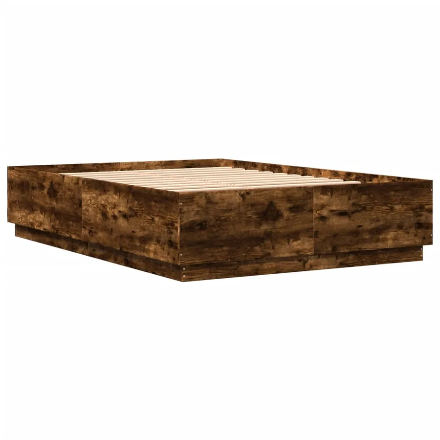 Cadre de lit avec LED sans matelas chêne fumé 150x200 cm - 3