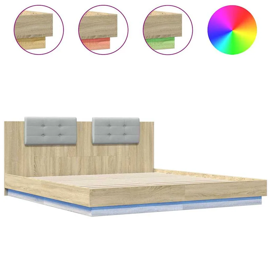 Cadre de lit avec LED sans matelas chêne sonoma 160x200 cm - 2