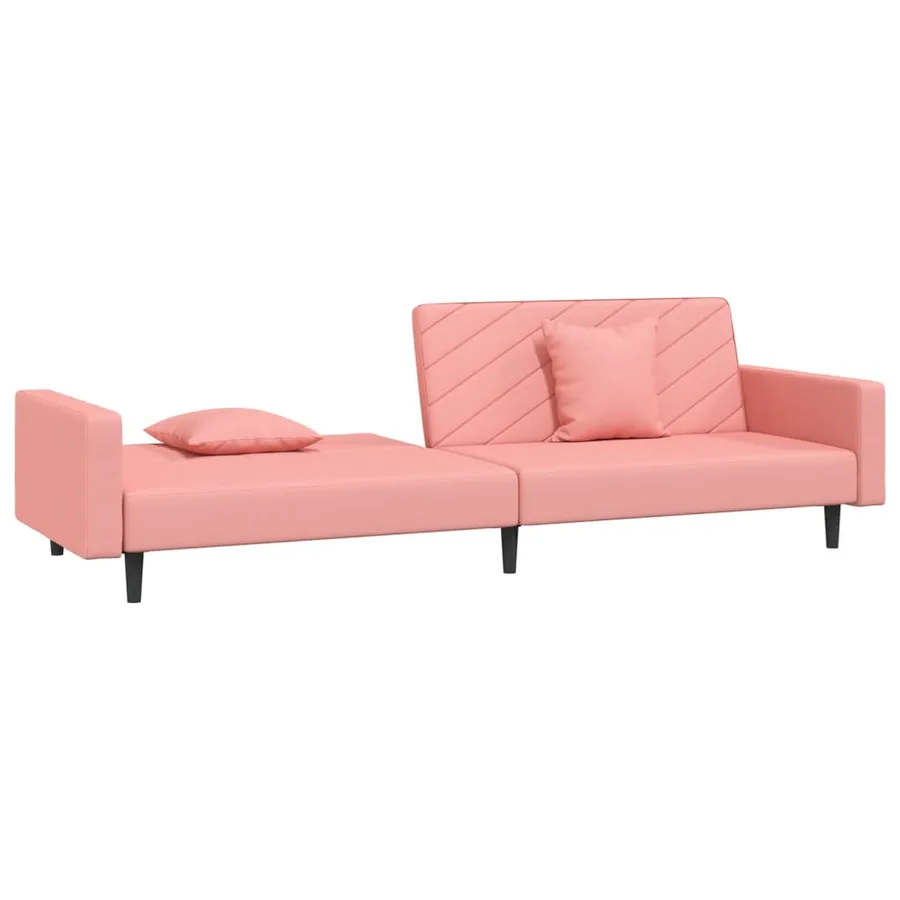 Canapé-lit à 2 places avec deux oreillers Rose Velours - 4