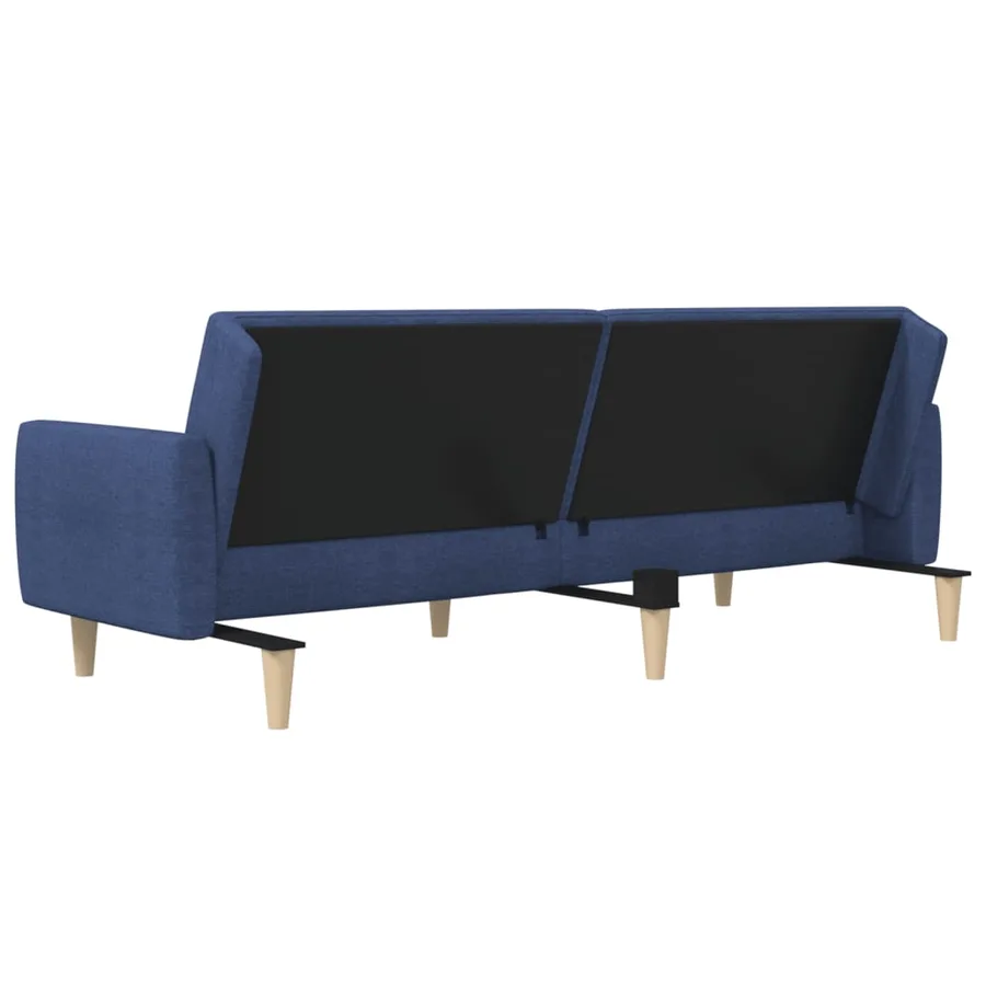 Canapé-lit à 2 places bleu tissu - 8