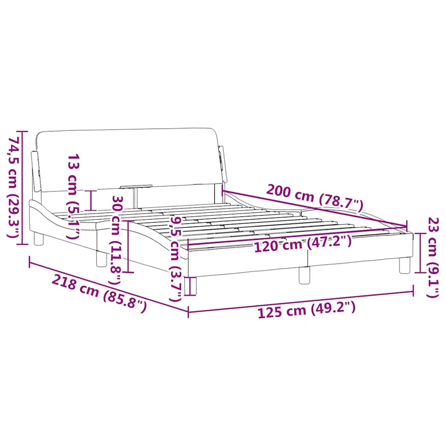 Cadre de lit Dover noir 120x200 cm velours - 9