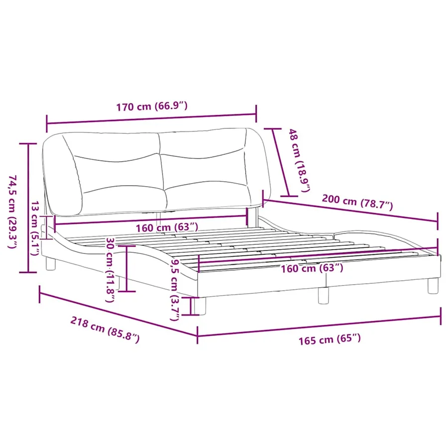 Cadre de lit sans matelas Hvar taupe 160x200 cm tissu - 12