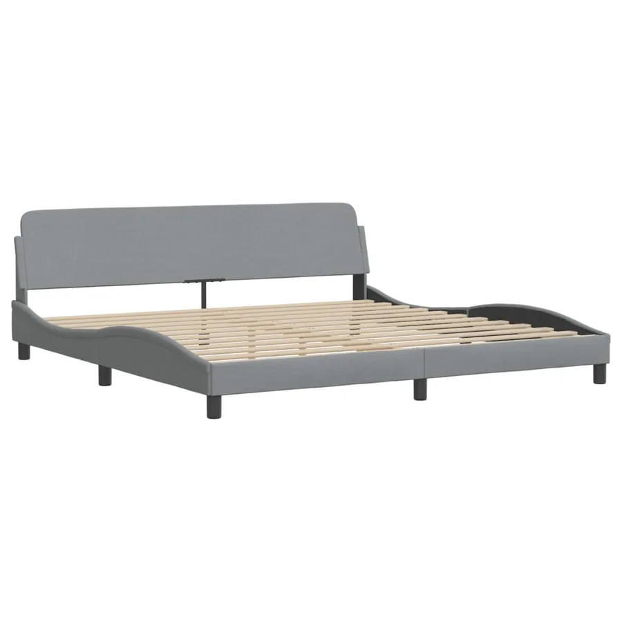 Lit avec matelas Hvar gris clair 200x200 cm tissu - 4