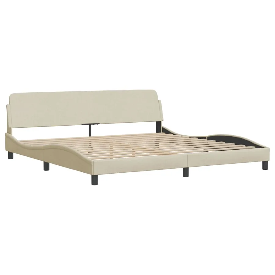 Lit avec matelas Hvar crème 200x200 cm tissu - 4
