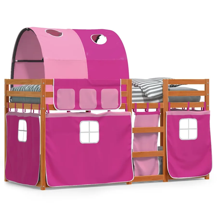 Lit superposé sans matelas rose 80x200 cm bois de pin massif - 2