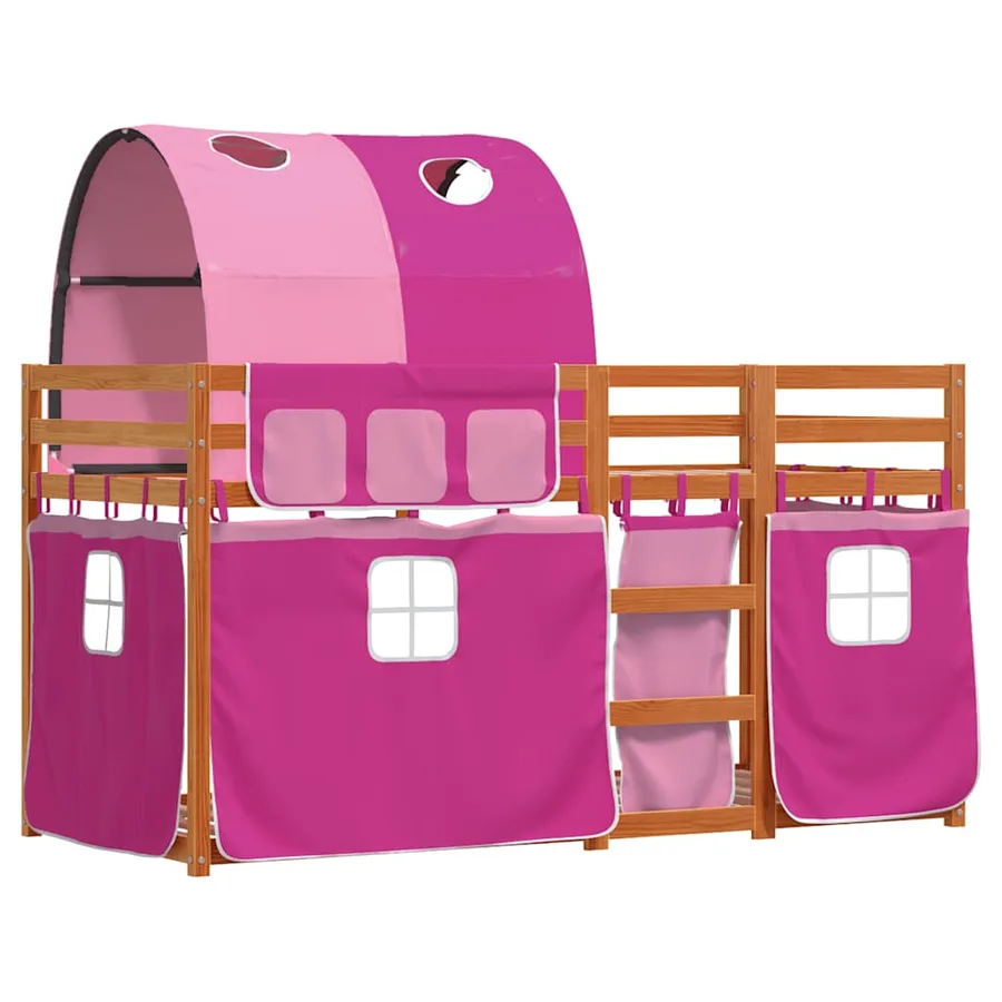 Lit superposé sans matelas rose 80x200 cm bois de pin massif - 3