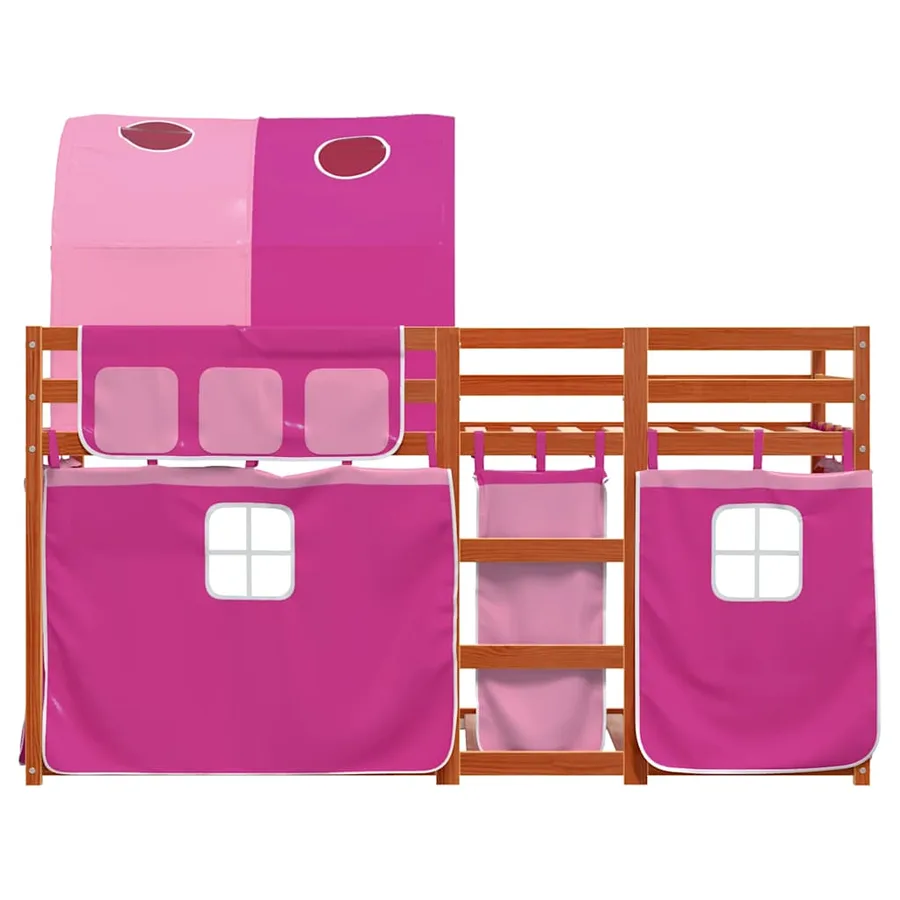 Lit superposé sans matelas rose 80x200 cm bois de pin massif - 5