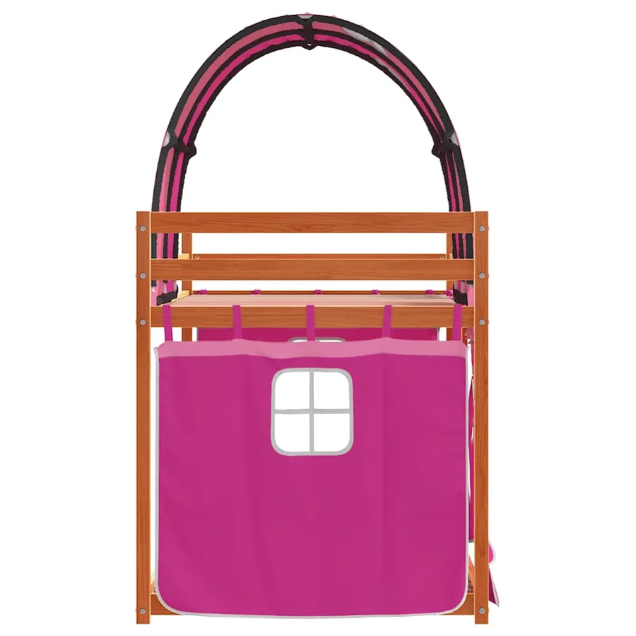 Lit superposé sans matelas rose 80x200 cm bois de pin massif - 6