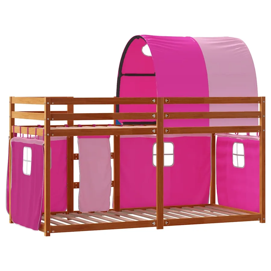Lit superposé sans matelas rose 80x200 cm bois de pin massif - 7