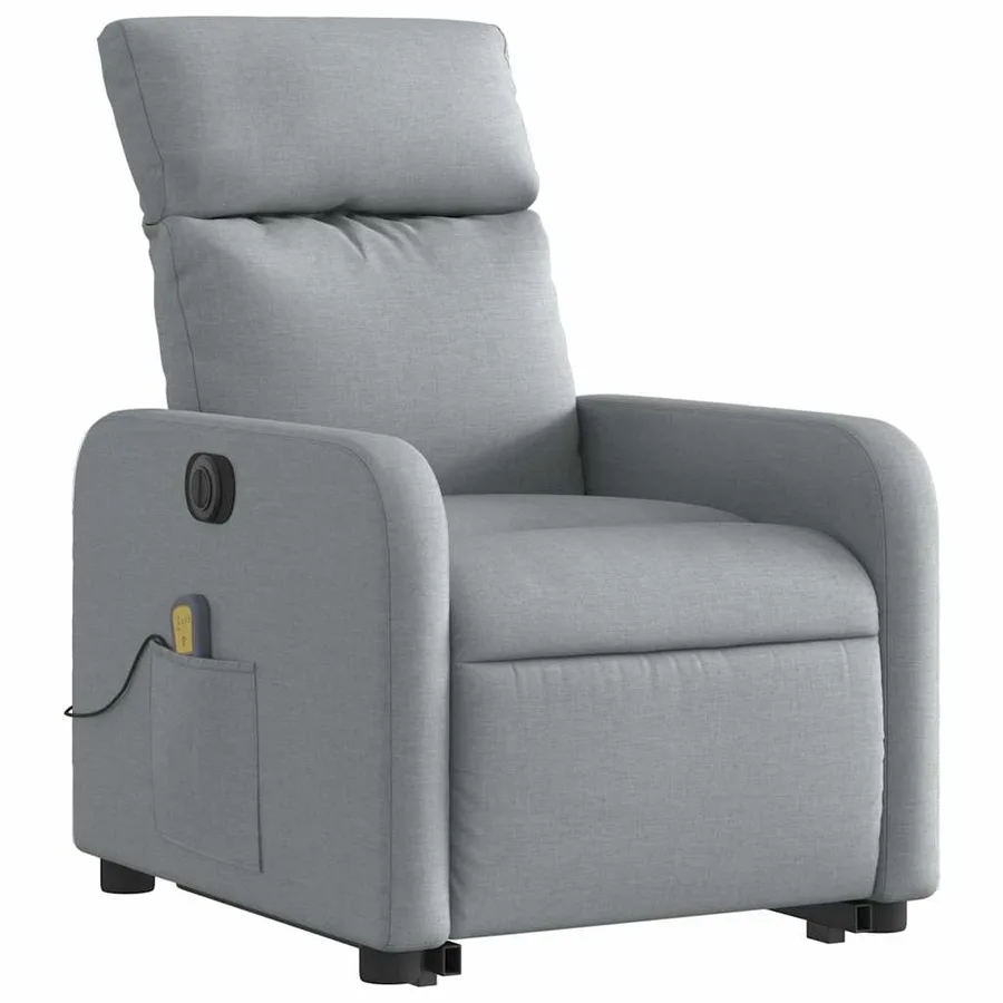 Fauteuil inclinable de massage électrique Gris clair Tissu - 4