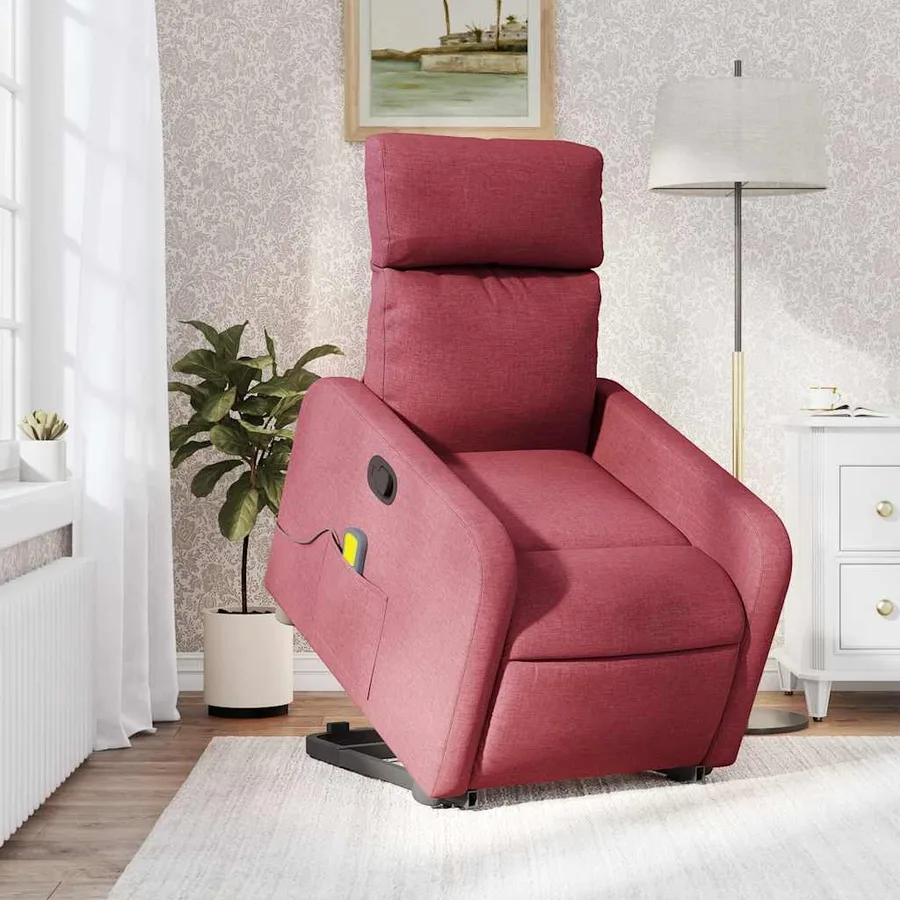 Fauteuil inclinable de massage Rouge bordeaux Tissu - 15
