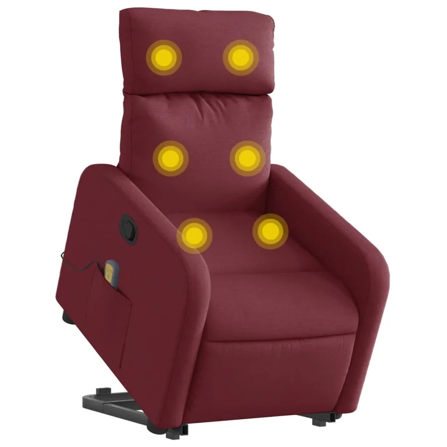 Fauteuil inclinable de massage Rouge bordeaux Tissu - 3